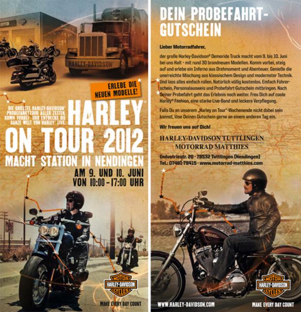 Probefahrtgutschein für Harley on Tour am 9. und 10. Juni in Tuttlingen-Nendingen