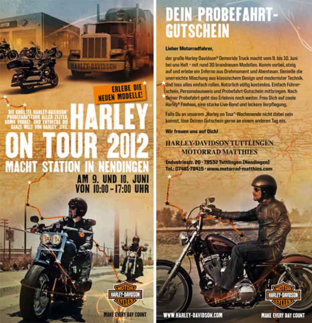 Probefahrtgutschein f&uuml;r Harley on Tour am 9. und 10. Juni in Tuttlingen-Nendingen