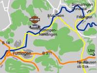 Anfahrt zu Motorrad-Matthies nach Tuttlingen-Nendingen